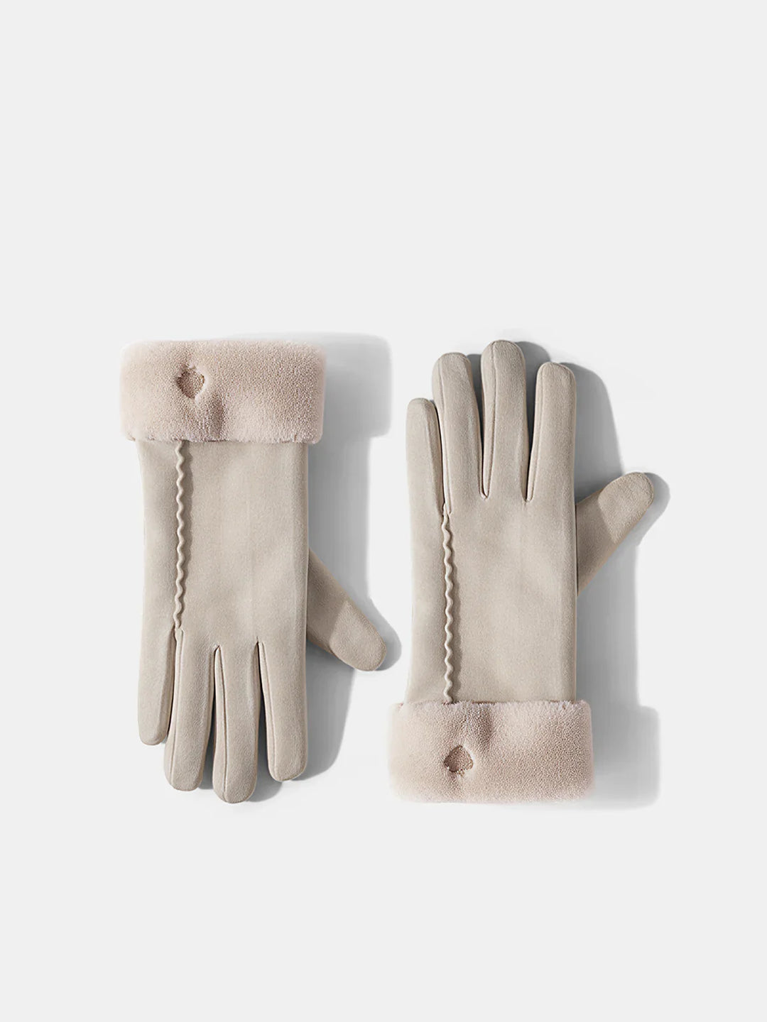 Fur Cuff Heart Gloves