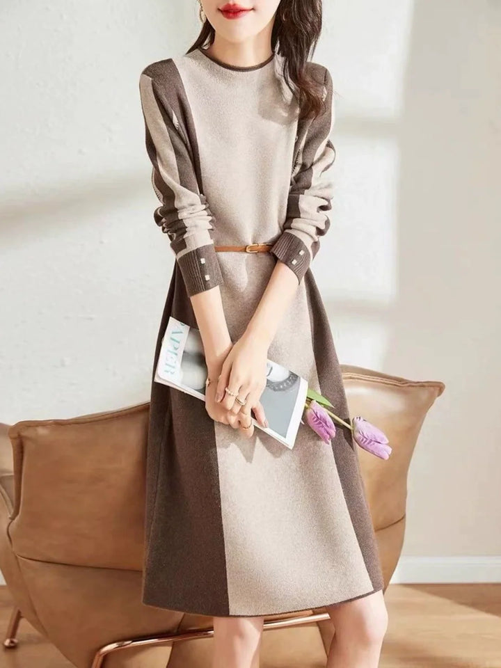 New Waist-cinching Slimming Knit Dress