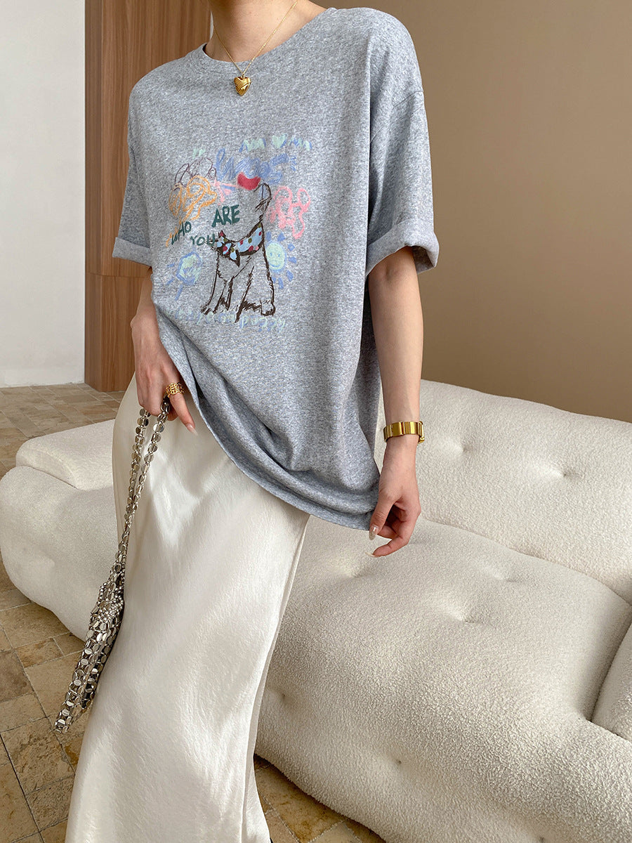 Katelyn Loose Crew Neck Printed Top