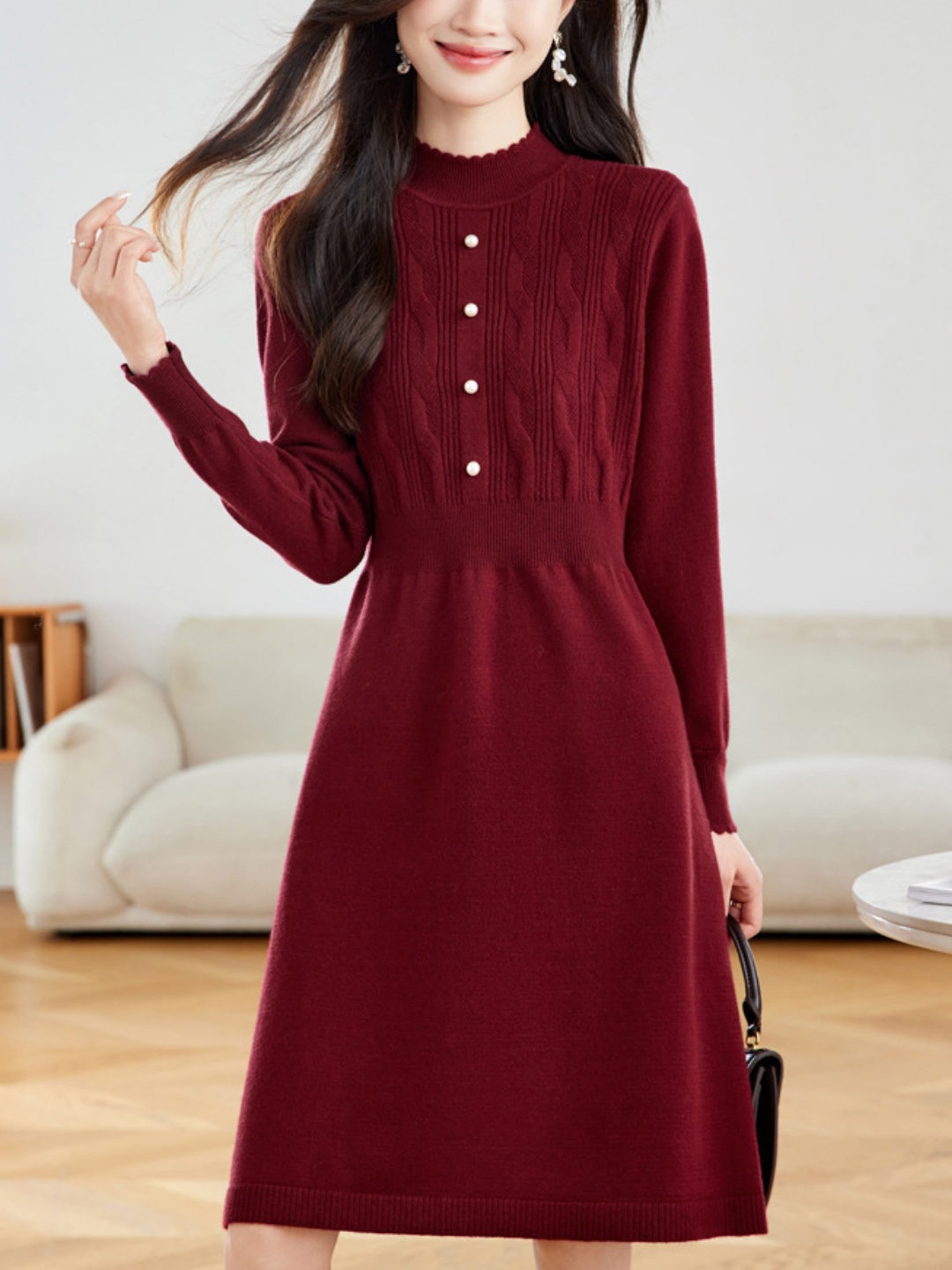 Grace Mock-neck Knit Dress