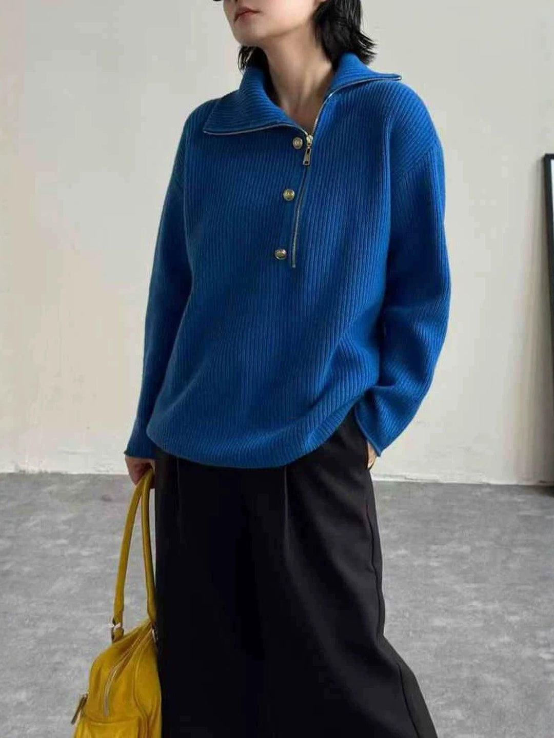New Half-zip Collared Sweater