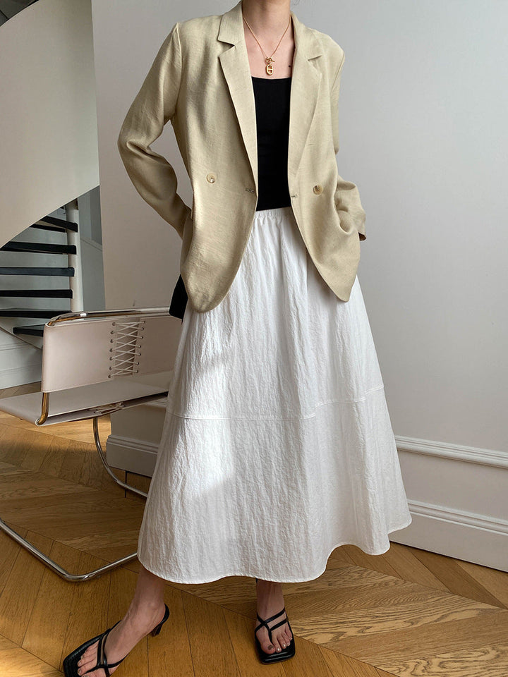 Anna Daily Lapel Solid Color Pleated Textured Blazer