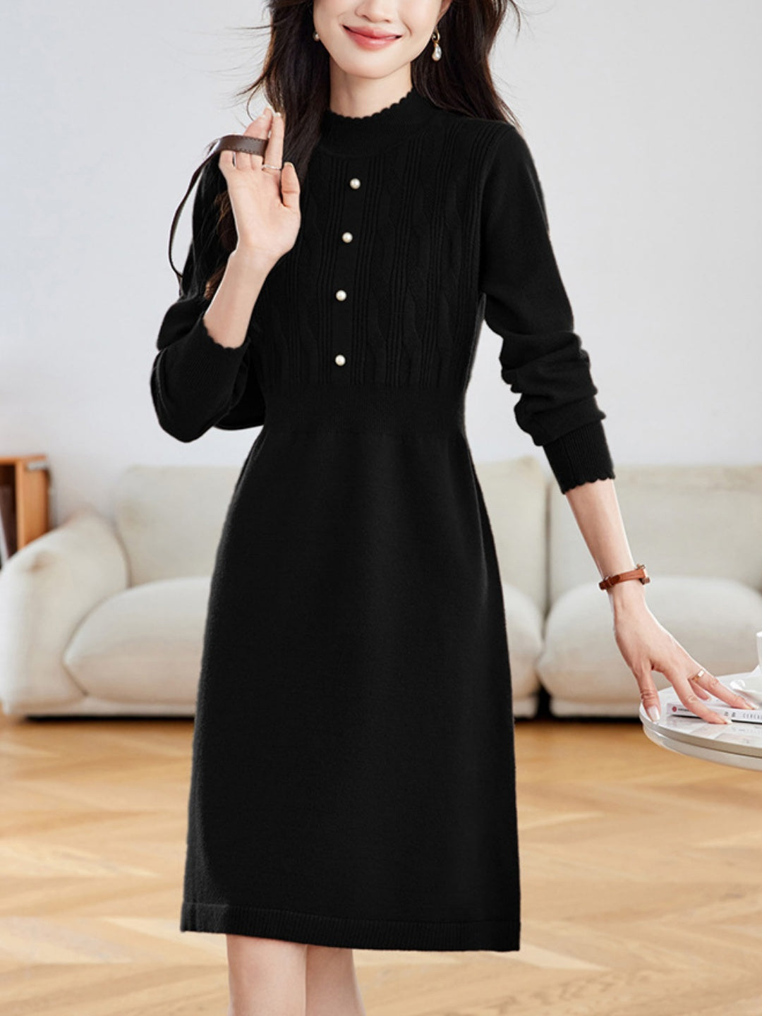Grace Mock-neck Knit Dress