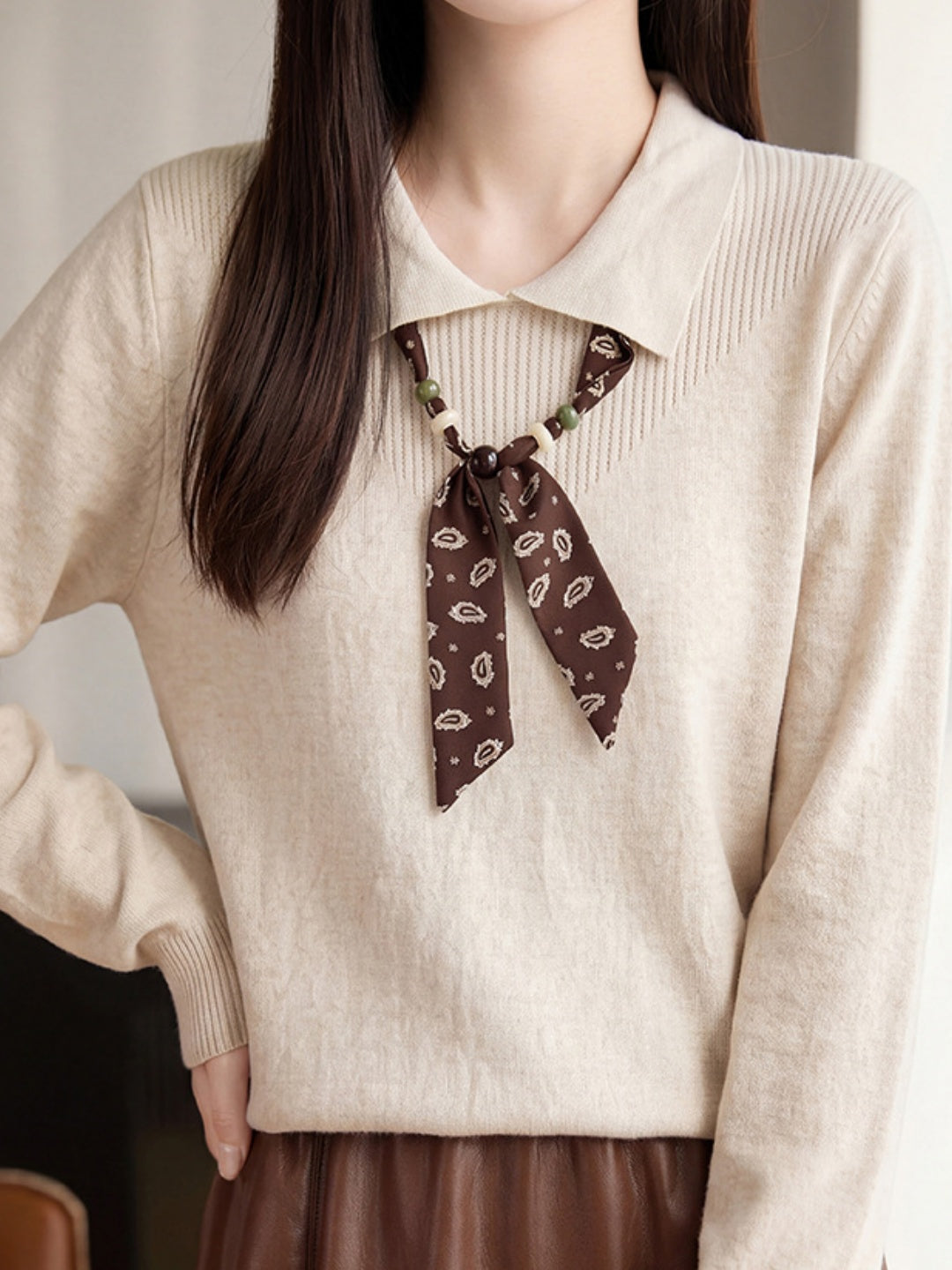 New Stylish Collared Knit Top