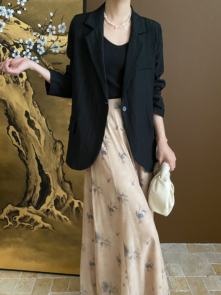 Trinity Daily Pleated Textured Flax Suit Jacket