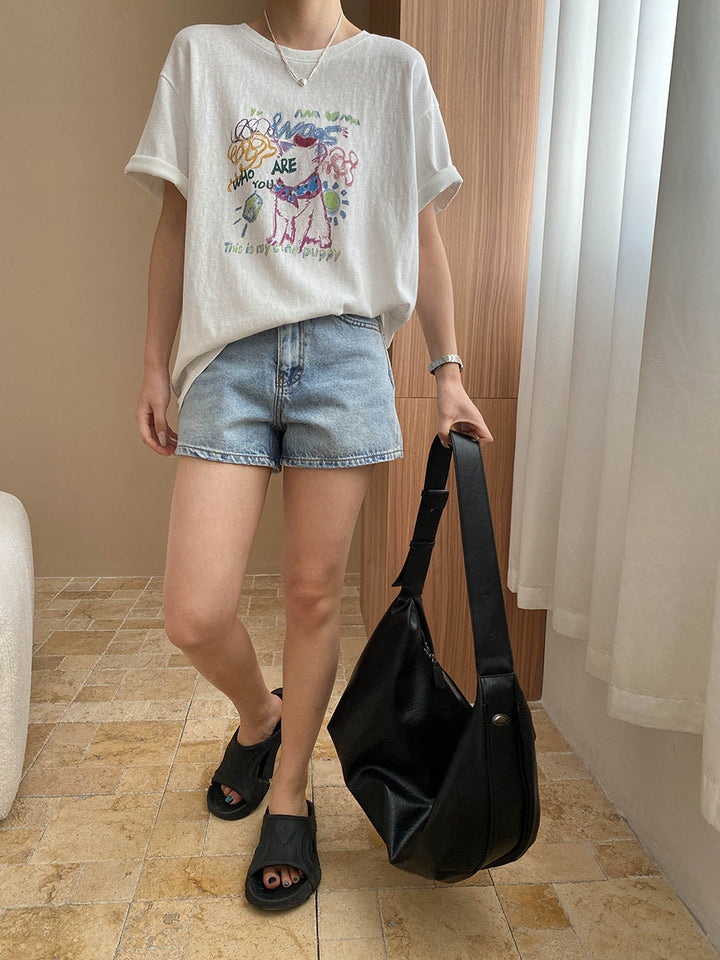 Katelyn Loose Crew Neck Printed Top