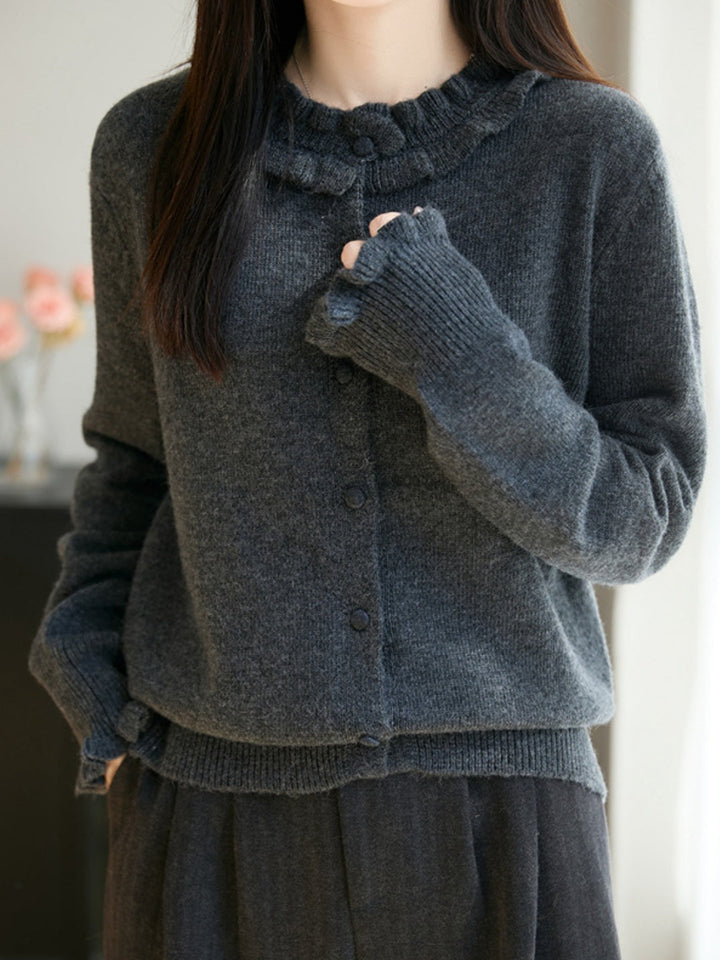Lettuce-edge Knit Cardigan