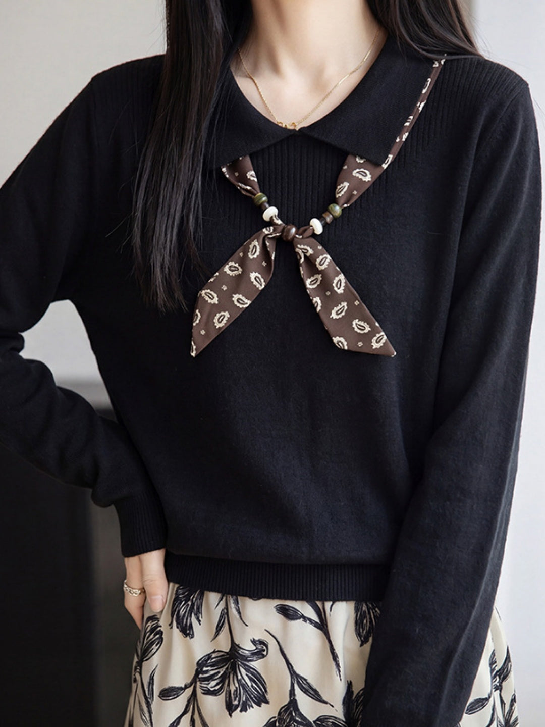 New Stylish Collared Knit Top