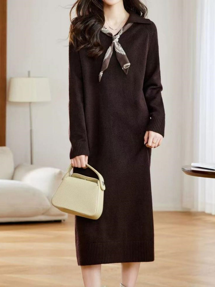 Polo-Collar Knitted Dress