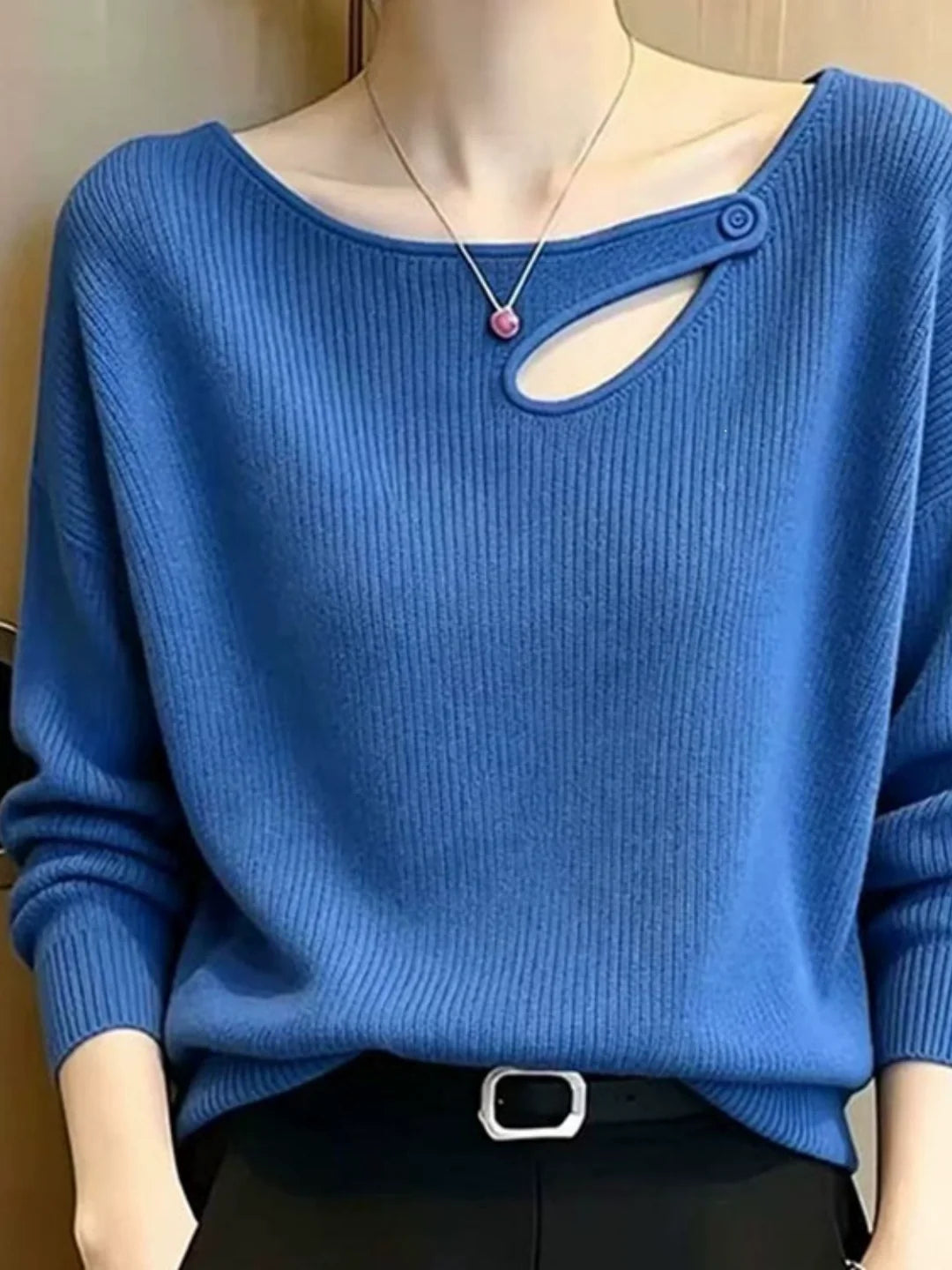 Cut-out Long-sleeve Knit Top