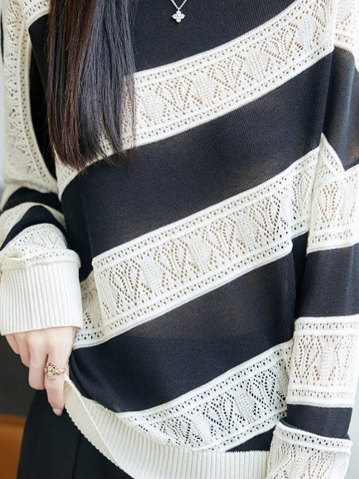 Boat-neck Batwing-sleeve Knit Top