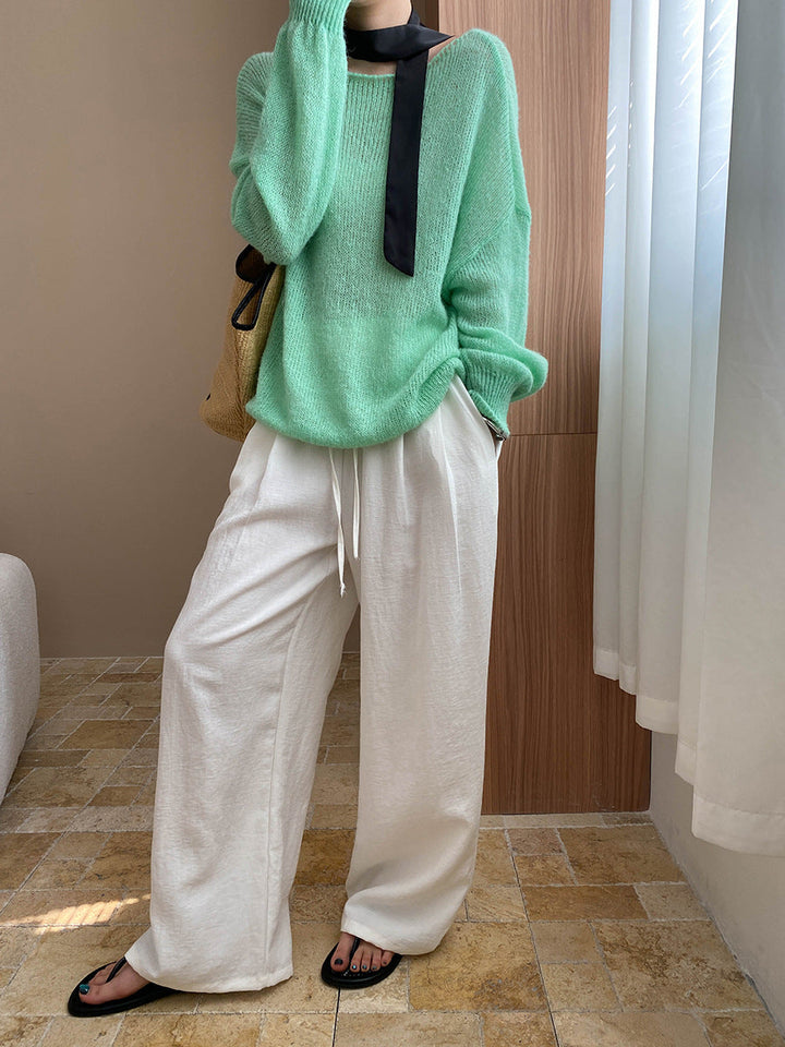 Kaitlyn Casual Pleated Elastic Waist Wide-Leg Pants