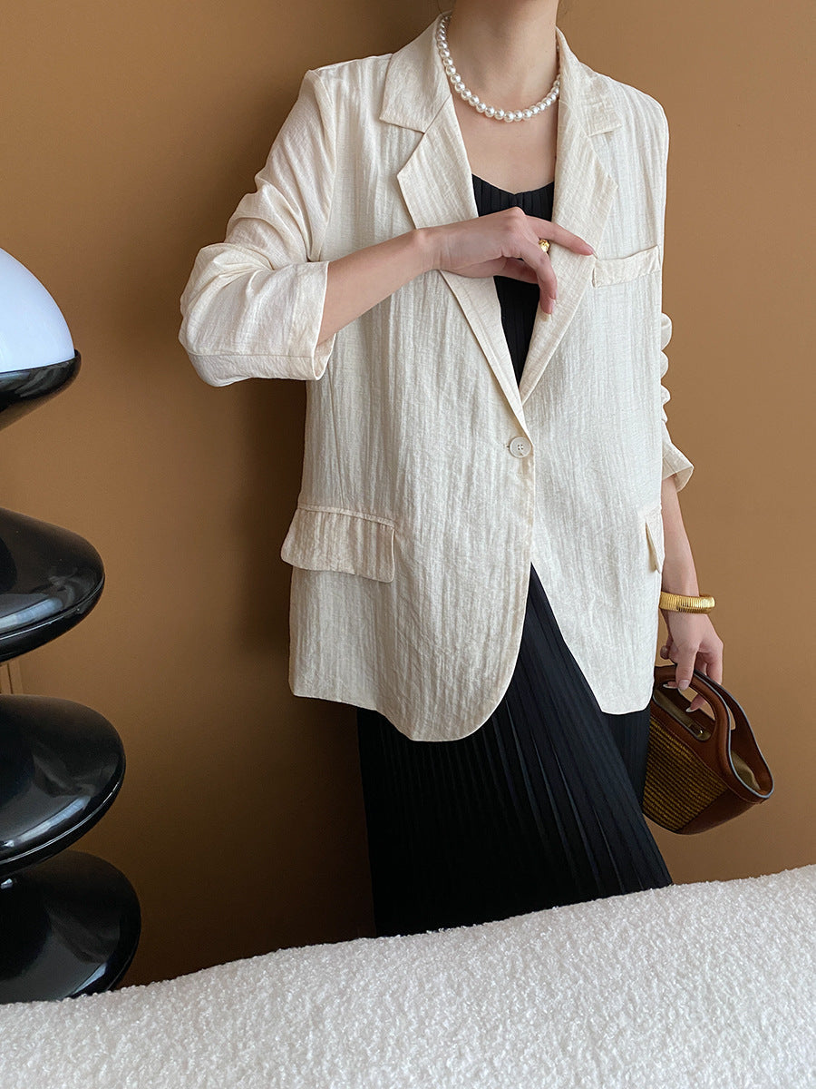Trinity Daily Pleated Textured Flax Suit Jacket