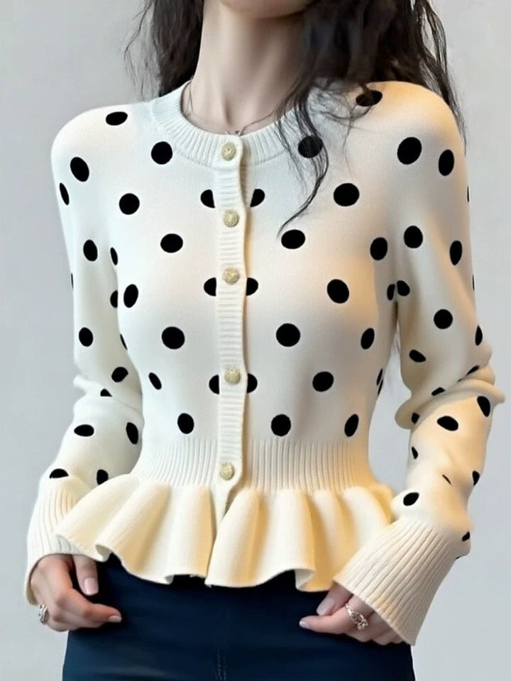 Polka Dot Slim-fit  Knit Top