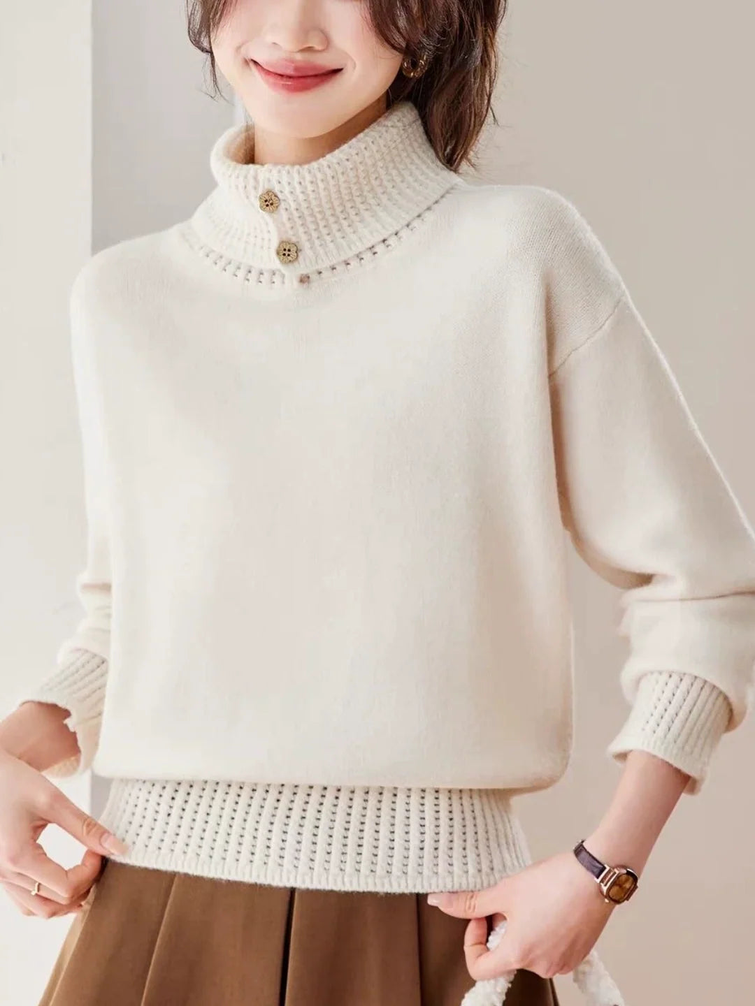 Loose-fit Collared Cropped Sweater