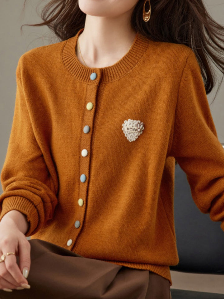 New Wool Crew-neck Knit Cardigan