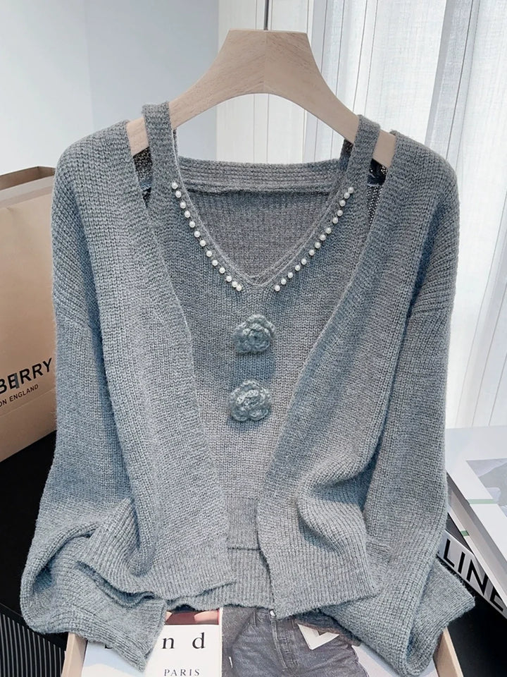 French-style Beaded Knit Cardigan