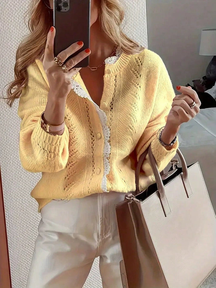 Solid-color Openwork Crochet Cardigan