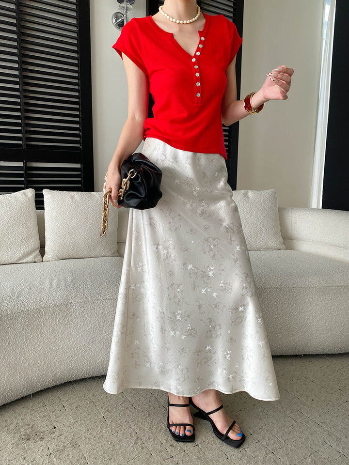 Taylor Slim V-neck Solid Color Knitted Top