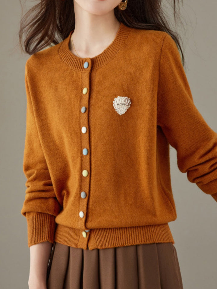 New Wool Crew-neck Knit Cardigan