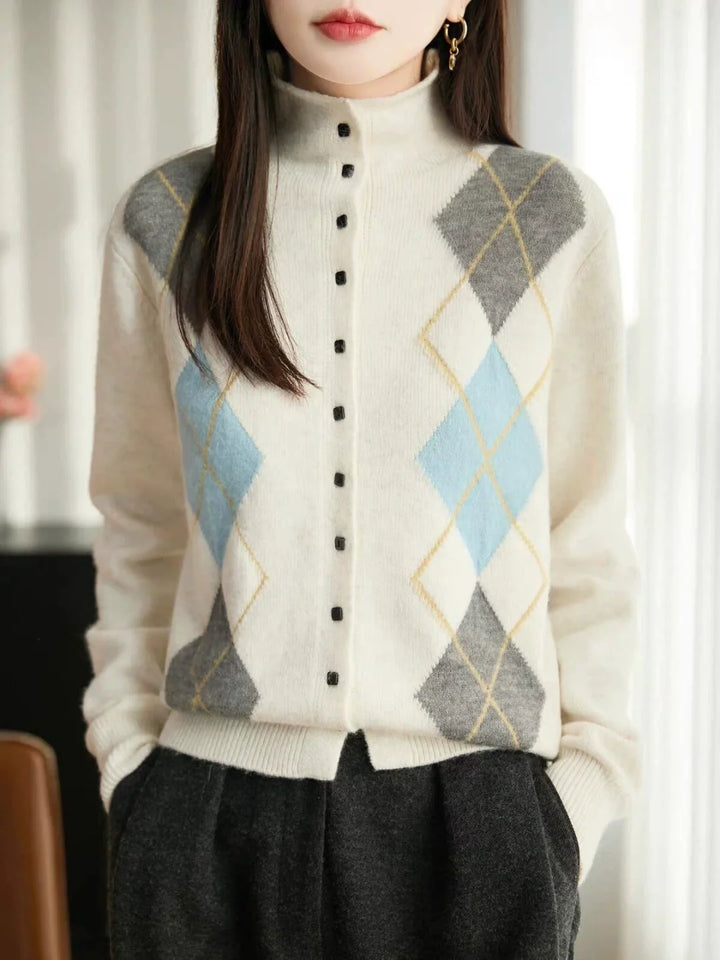 Vintage-style diamond-pattern Cardigan