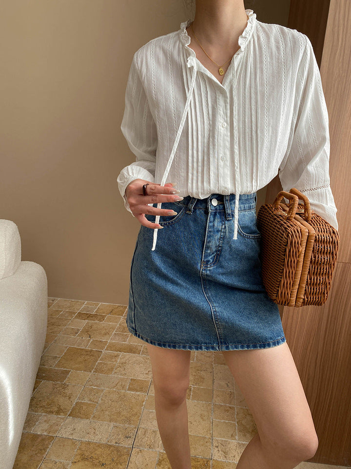 Lauren Vintage Auricular Collar Hollowed Blouse