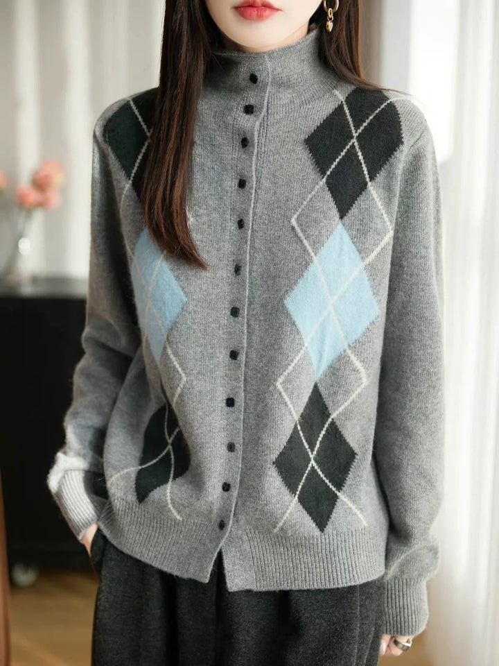 Vintage-style diamond-pattern Cardigan