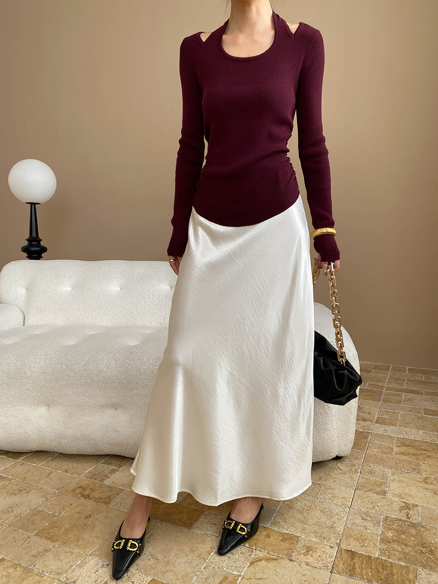 Aaliyah Daily Satin High-Waisted A-Line Skirt