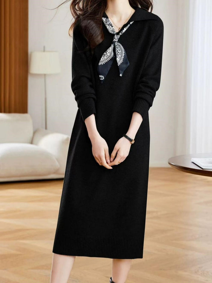 Polo-Collar Knitted Dress