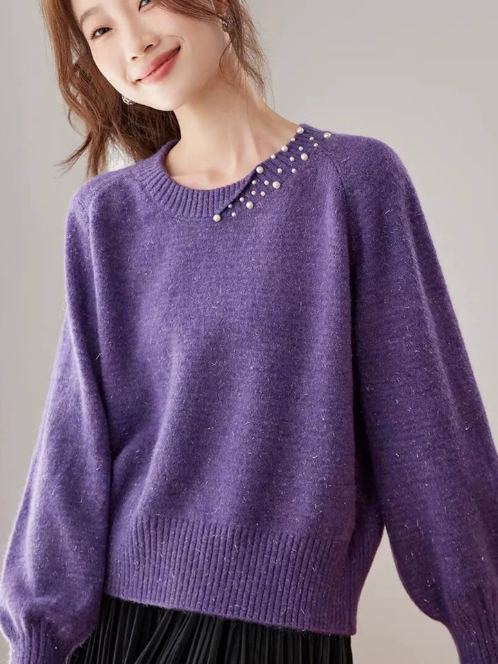 Beaded Round Neck Sweater