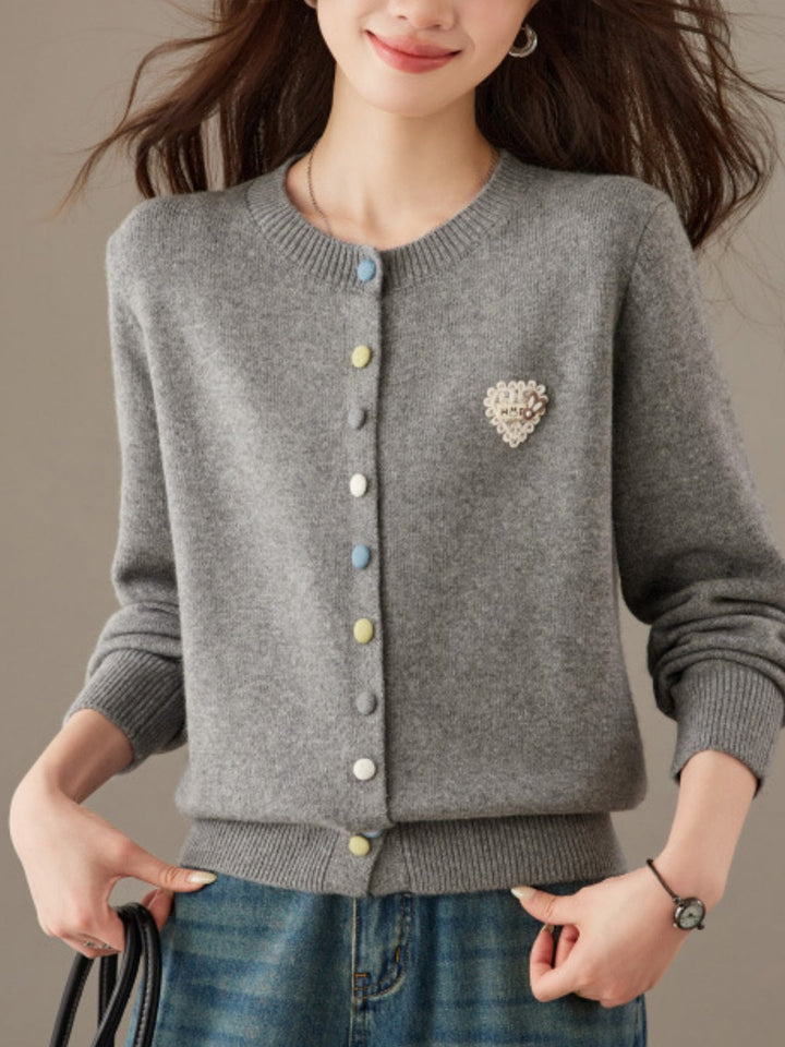 New Wool Crew-neck Knit Cardigan
