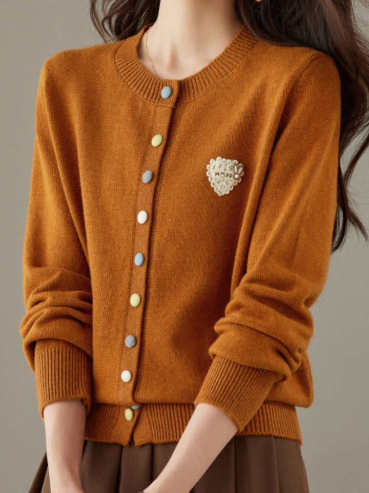 New Wool Crew-neck Knit Cardigan