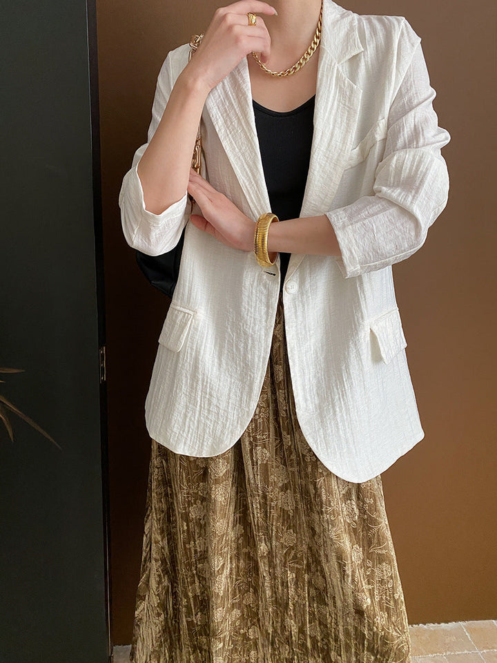 Trinity Daily Pleated Textured Flax Suit Jacket