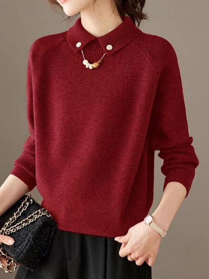 Loose-fit Collared Pullover Sweater