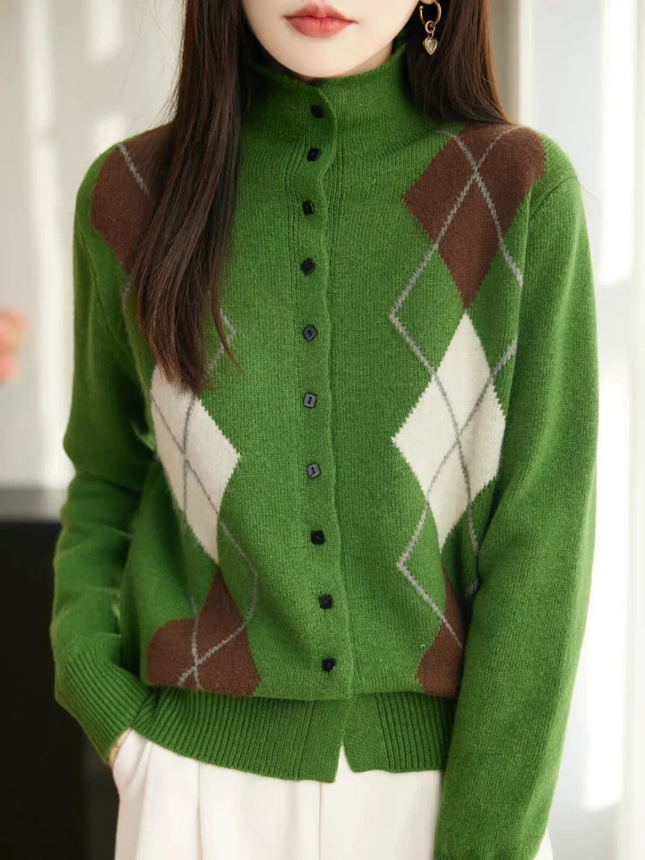 Vintage-style diamond-pattern Cardigan