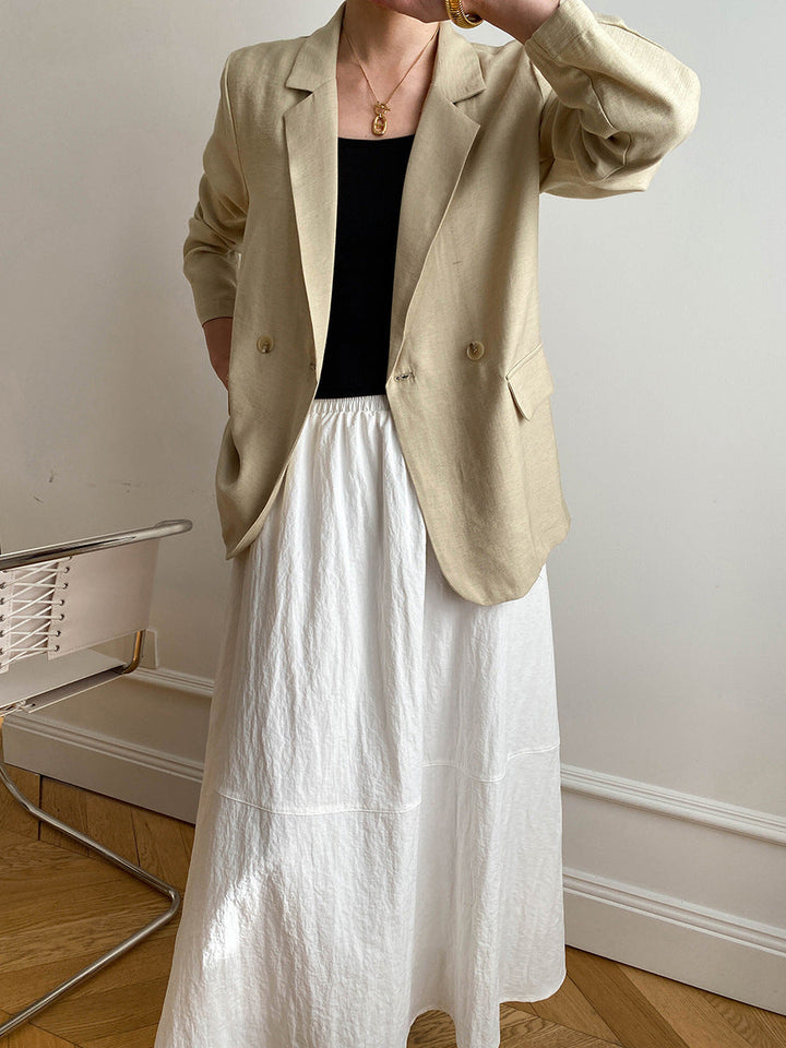 Anna Daily Lapel Solid Color Pleated Textured Blazer