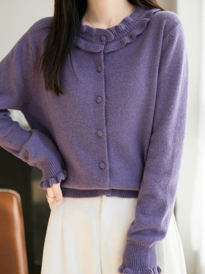 Lettuce-edge Knit Cardigan
