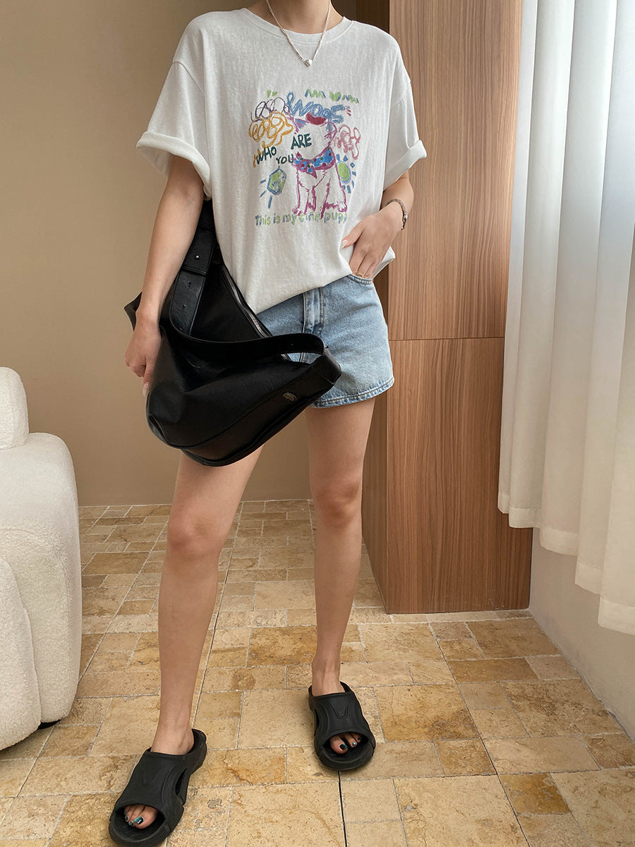 Katelyn Loose Crew Neck Printed Top