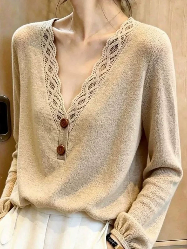 French-style V-neck Knit Top
