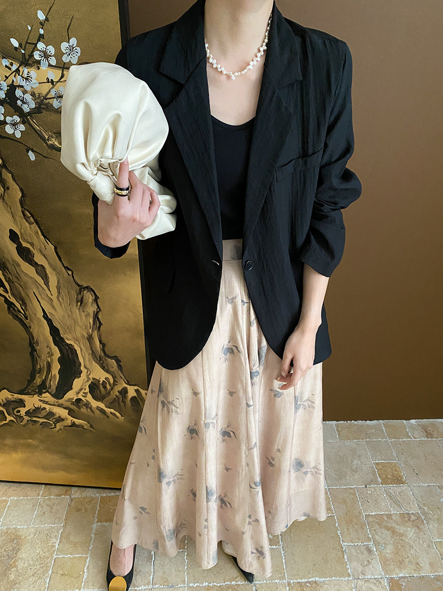 Trinity Daily Pleated Textured Flax Suit Jacket