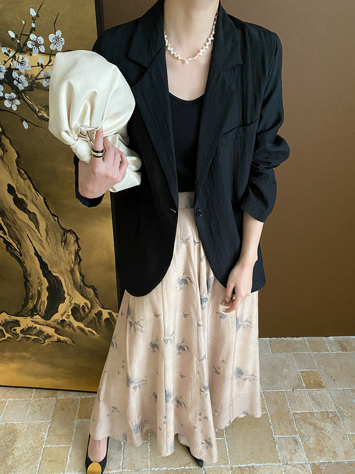 Trinity Daily Pleated Textured Flax Suit Jacket