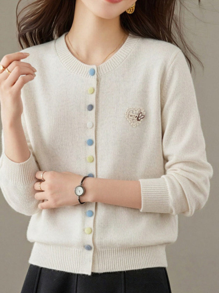 New Wool Crew-neck Knit Cardigan