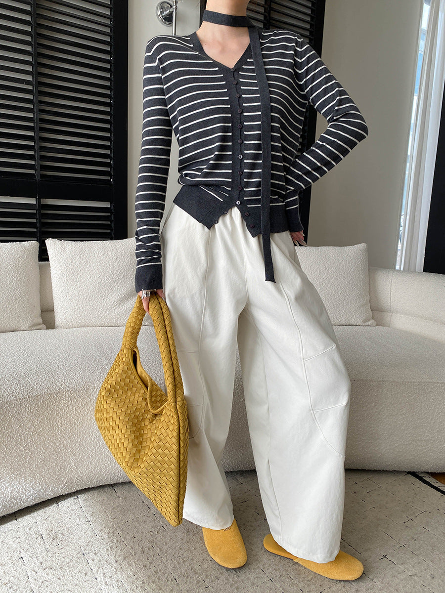 Grace Daily V-neck Ribbon Knitted Cardigan