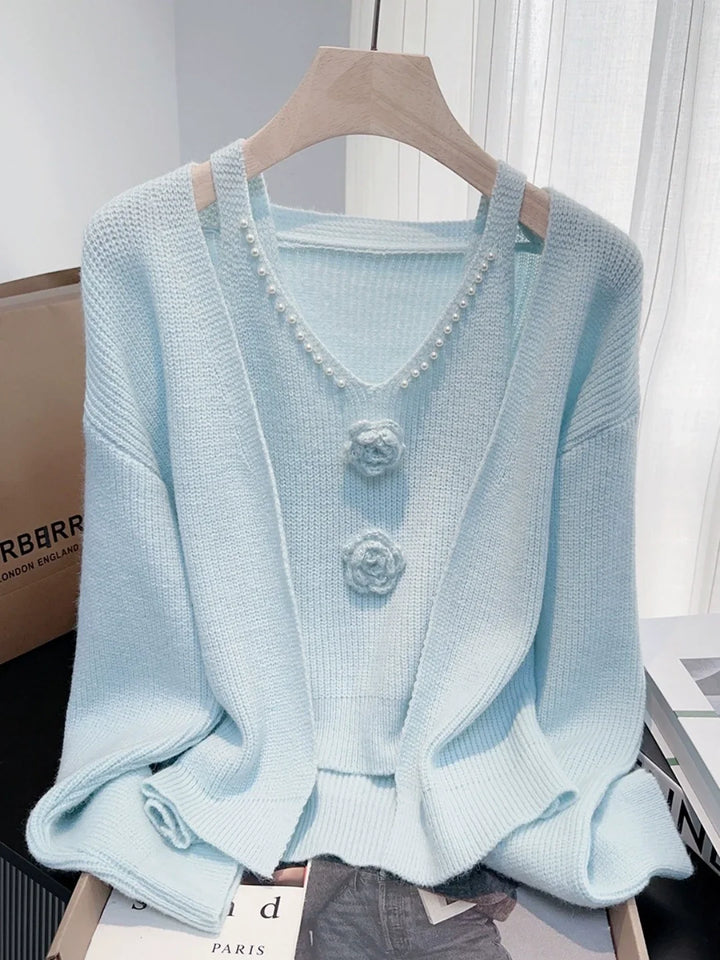 French-style Beaded Knit Cardigan