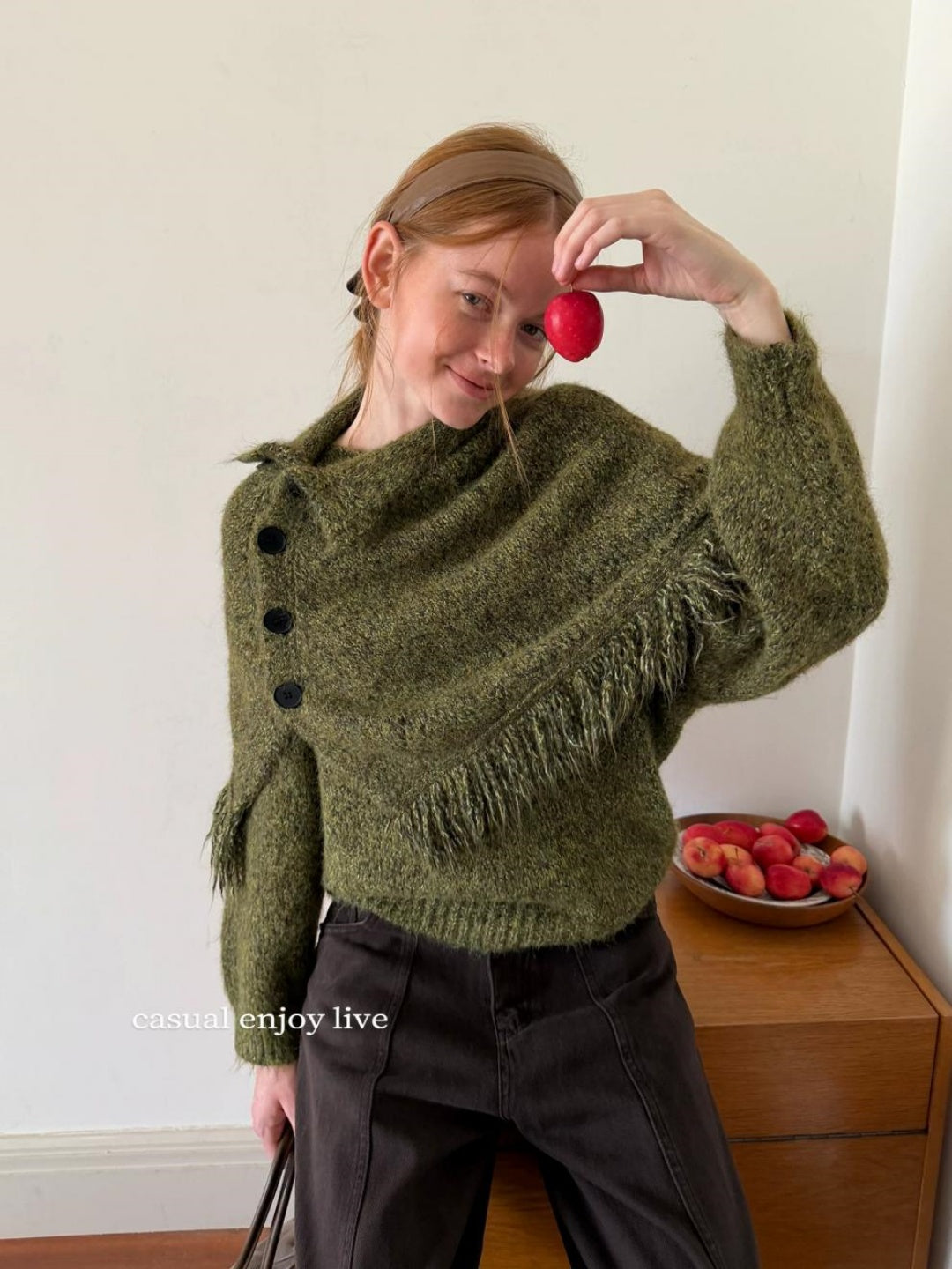 Fringed Shawl Two-piece Knitted Top