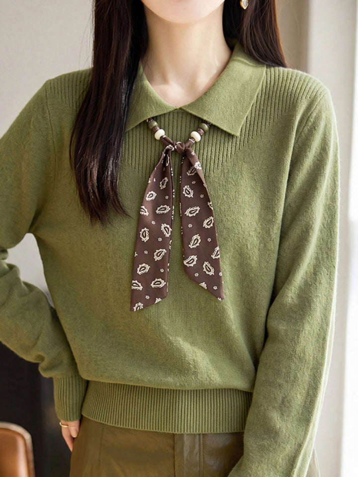 New Stylish Collared Knit Top