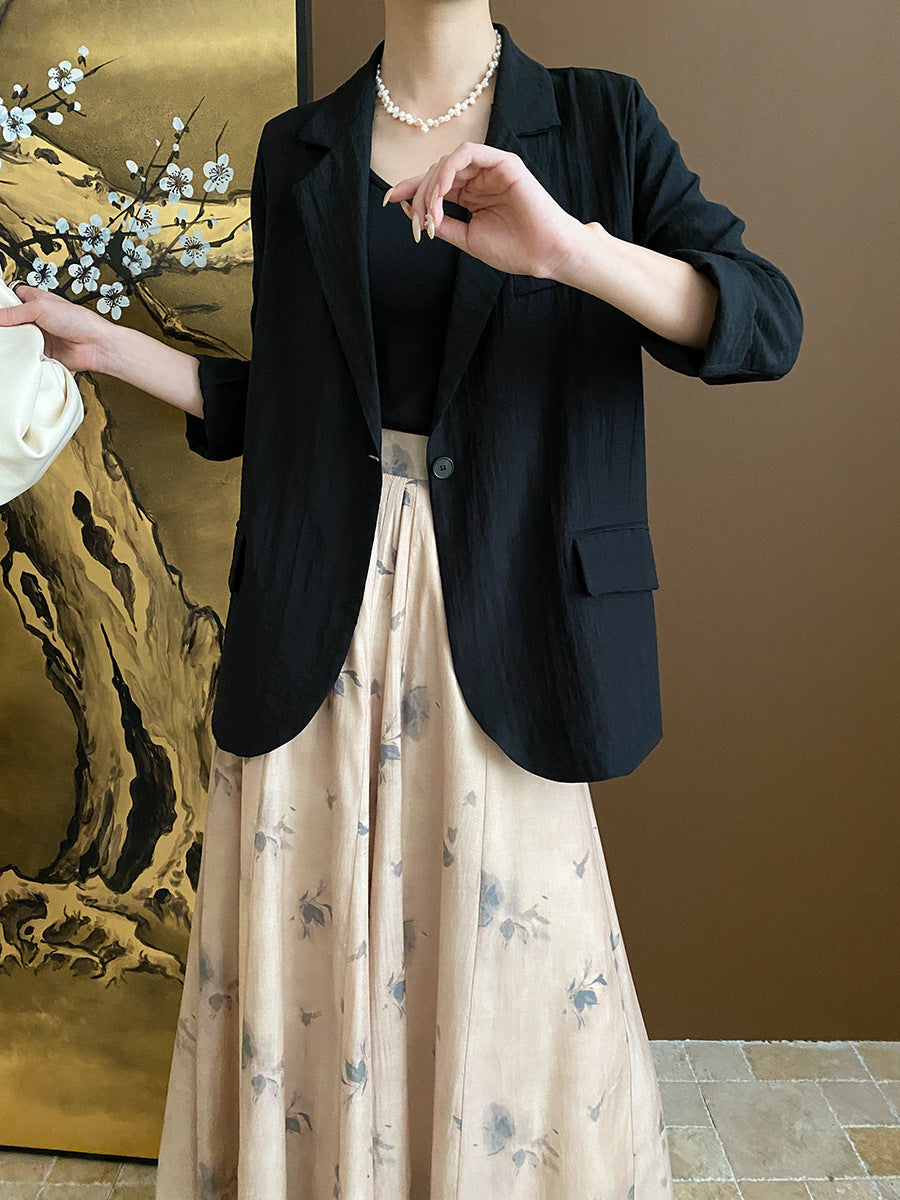 Trinity Daily Pleated Textured Flax Suit Jacket