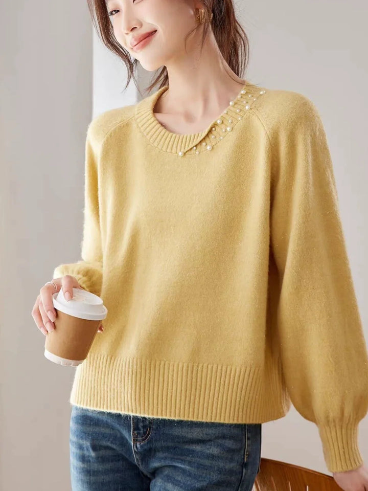 Beaded Round Neck Sweater