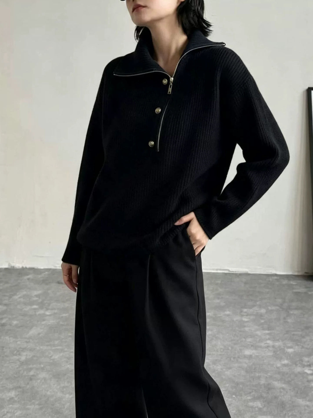 New Half-zip Collared Sweater