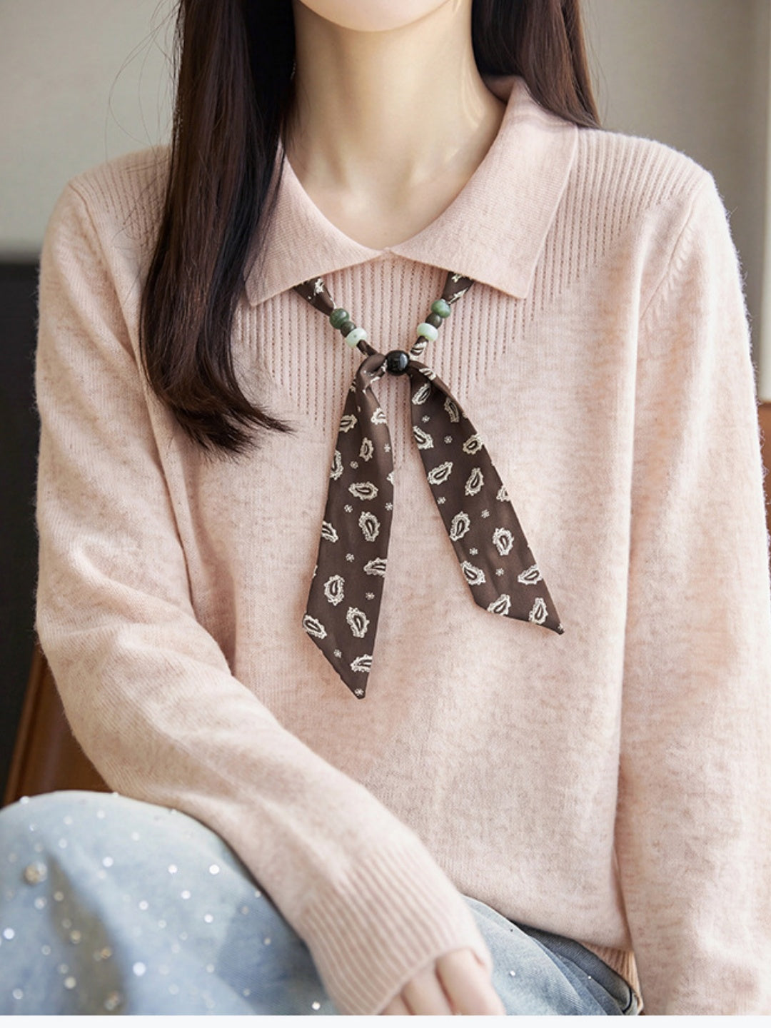 New Stylish Collared Knit Top